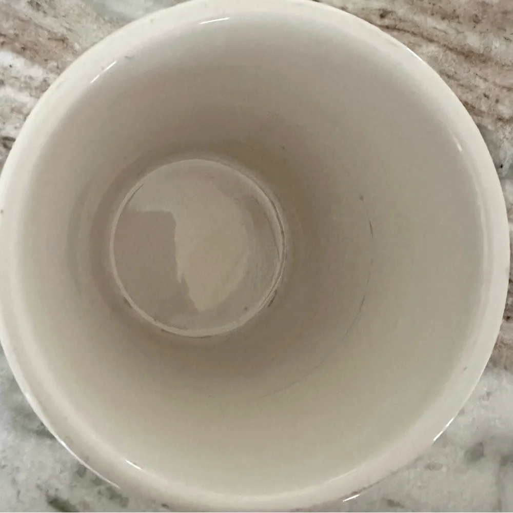Pier 1 White and Grey Checkered Plaid Ironstone China Mug